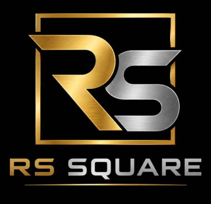 R.S. Square gold and silver logo